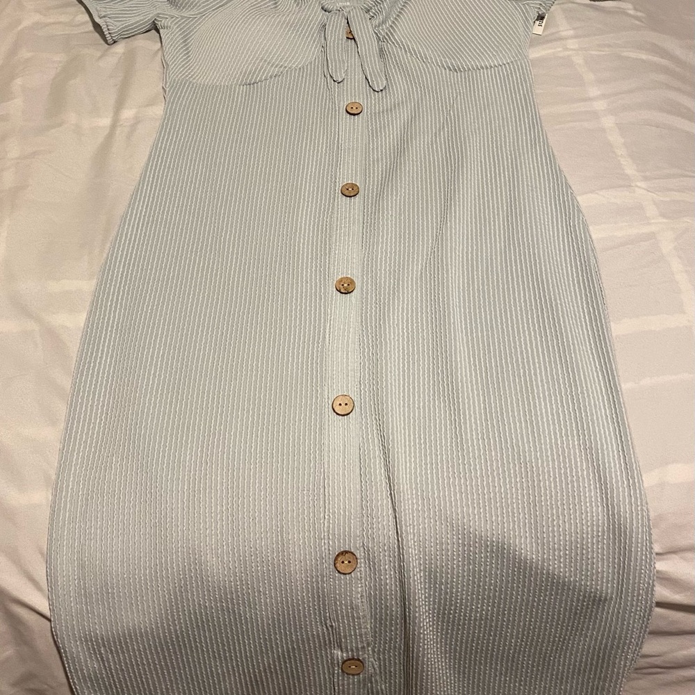 Women's Light Blue Button-Down Dress